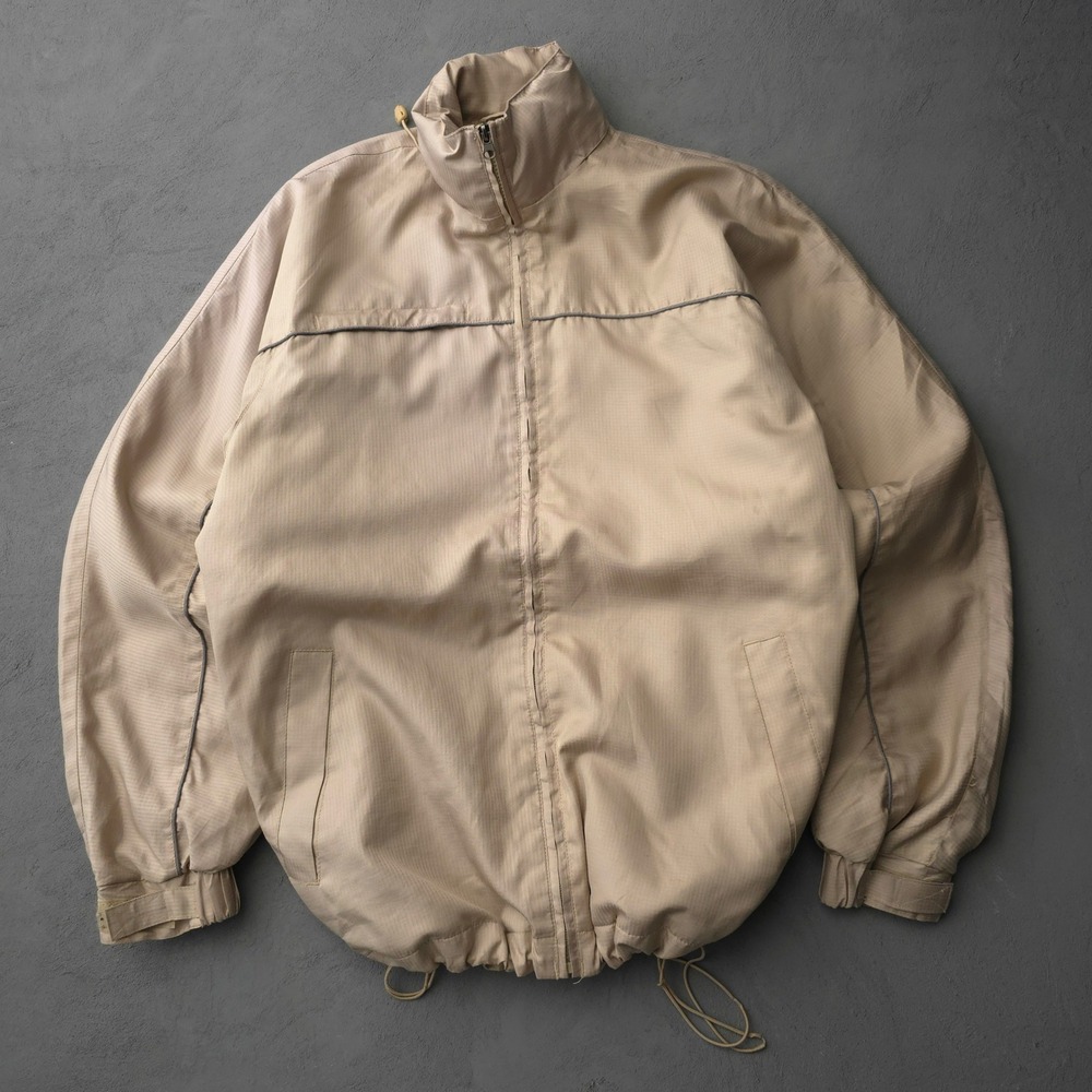 Vintage 90s Zosdon Beige Windbreaker Jacket Large Full Zip Mesh Lined